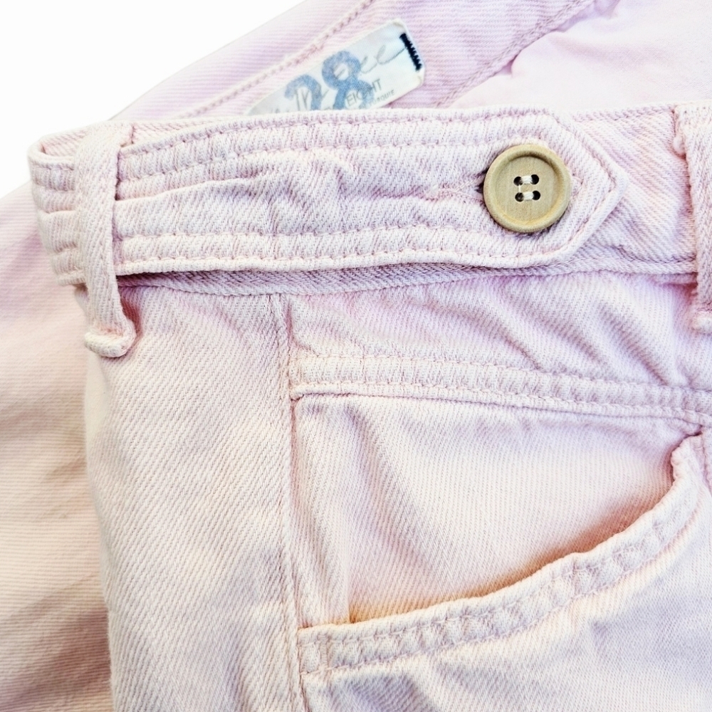 Free People City Of Lights Tapered Denim Bubble Pink Jeans, Size 28 - Picture 5 of 7